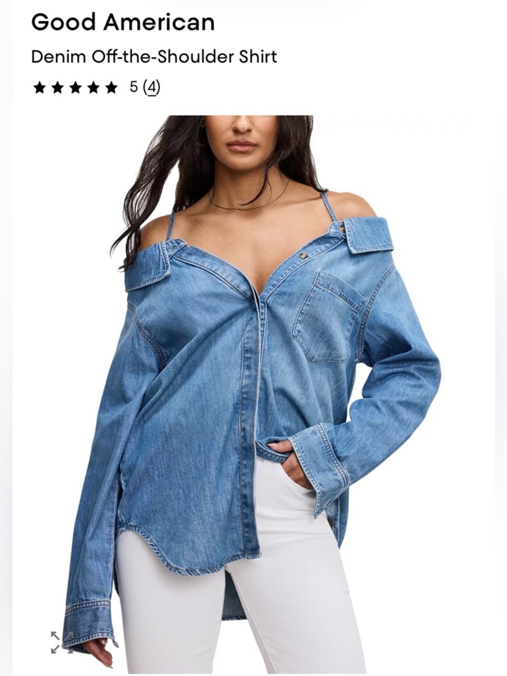 Good American Denim Off-Shoulder Shirt